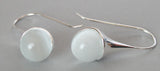Cat's Eye Jade Opal 925 Silver Hook Earrings 1 1/2''