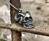 Gothic Punk Pendant Skeleton Devil Horned Skull Necklace Halloween Gift