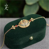 Xiyuan Hetian Jade Bracelet 925 Sterling Silver Plated 18K Jade Jewelry