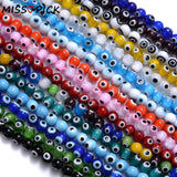 48-96Pcs Multicolor Evil Eye Lampwork Glass Beads for Jewelry Making