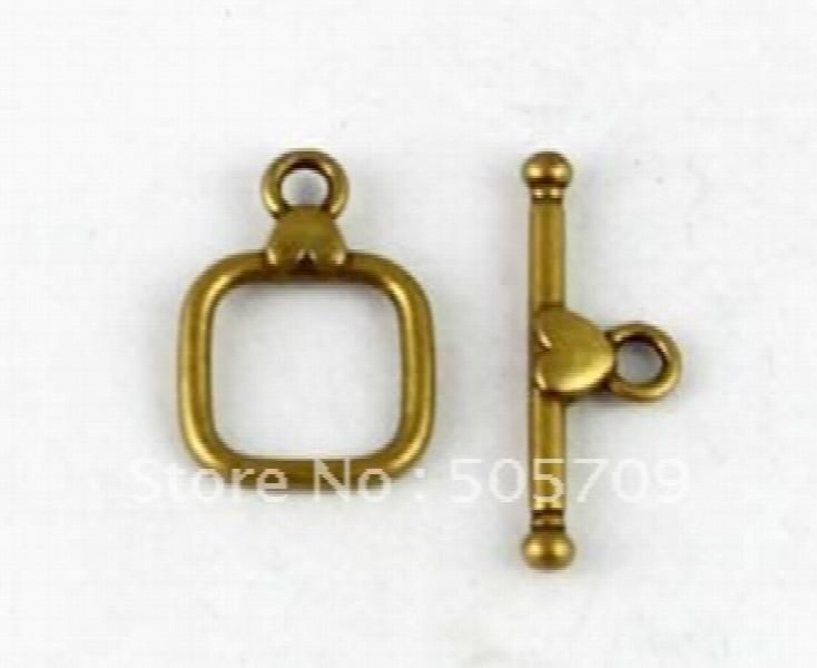 Antiqued Bronze Square Heart Toggle Clasp Set