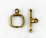 Antiqued Bronze Square Heart Toggle Clasp Set