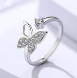 Adjustable Zircon Butterfly Ring