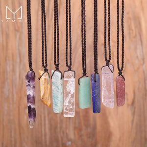Yammy Natural Stone Slice Pendant Necklace for Women