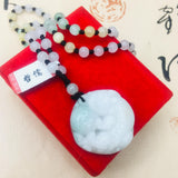 Emerald Jade Carved Unicorn Pendant Necklace