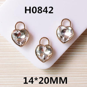 100PCS Clear Crystal Heart Charms DIY Jewelry Finding Necklace Bracelet