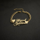 Personalized Couple Name Bracelet, Stainless Steel Chain
