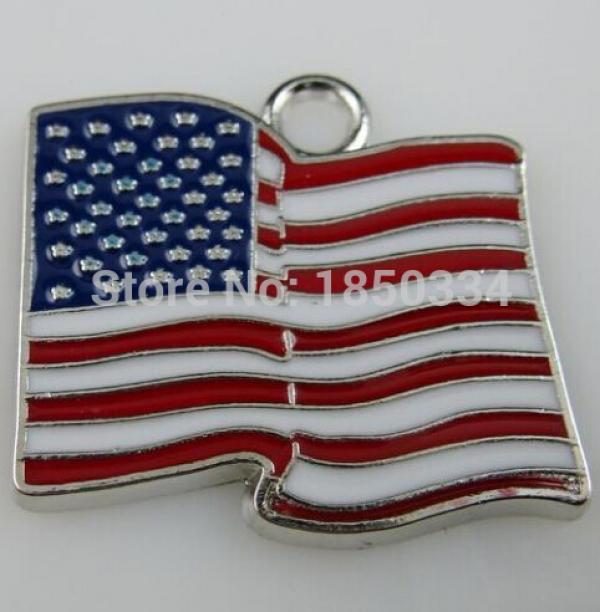 50pcs Enamel US Flag Pendant Necklace And Bracelets DIY Jewelry Accessories