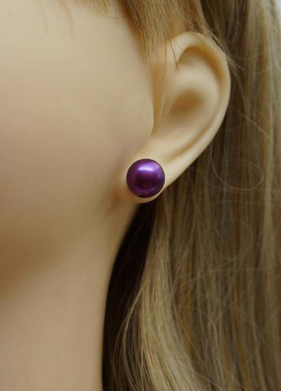 11mm Freshwater Pearl Silver Stud Earrings Classic Wedding Gift