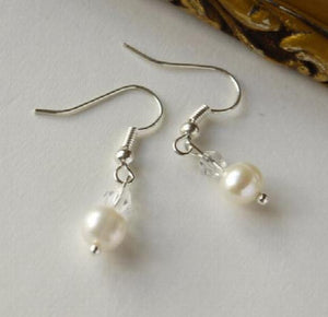 Crystal Beads Freshwater Pearl S925 Silver Dangle Earrings 4-8mm