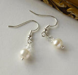 Crystal Beads Freshwater Pearl S925 Silver Dangle Earrings 4-8mm