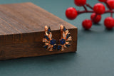 Unique Rose Micro Wax Inlay Drop Earrings with Colorful Stones