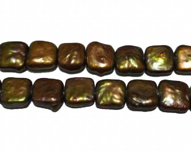 16" 10-11mm Coffee Square Coin Pearls Loose Strand
