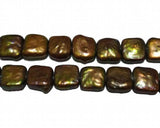 16" 10-11mm Coffee Square Coin Pearls Loose Strand