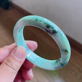 Natural 54mm-64mm Light Flower Burmese Jadeite Bracelet Princess Jewelry