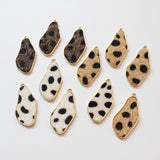 30pcs Leopard Fabric Geometry Alloy Locket Charms DIY Jewelry Pendant