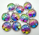 Natural Stone Turquoise Tiger Eye Tree of Life Charm Pendant 10pcs