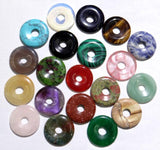 12pcs Natural Stone Quartz Circle Donut Charms Pendants