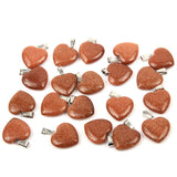 12pcs Natural Stone Heart Shape Pendant Charms for DIY Jewelry Making