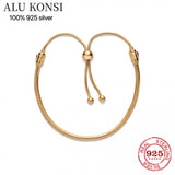 925 Sterling Silver Snake Chain Bracelet Bangle for Women Charm DIY Jewelry