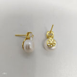 925 Silver Stud Earring with Zircon and Pearl
