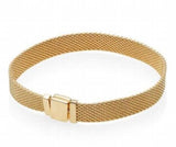 925 Silver Rose Woven Mesh Reflexions Bracelet Bangle for Women DIY Jewelry
