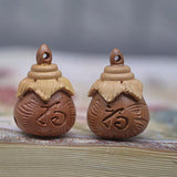 Sandalwood Engraved Fu Bag DIY Pendant Blessing Bell Wood Ebony Jewelry