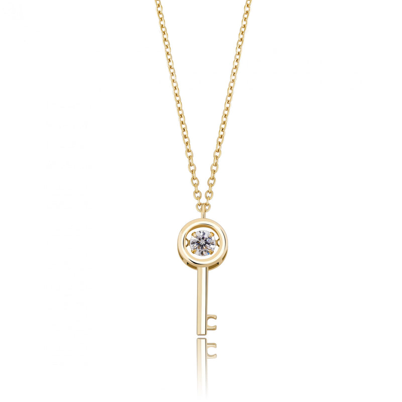 925 Silver Key Pendant Iced Zircon Necklace Women's Jewelry Gift