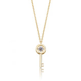 925 Silver Key Pendant Iced Zircon Necklace Women's Jewelry Gift