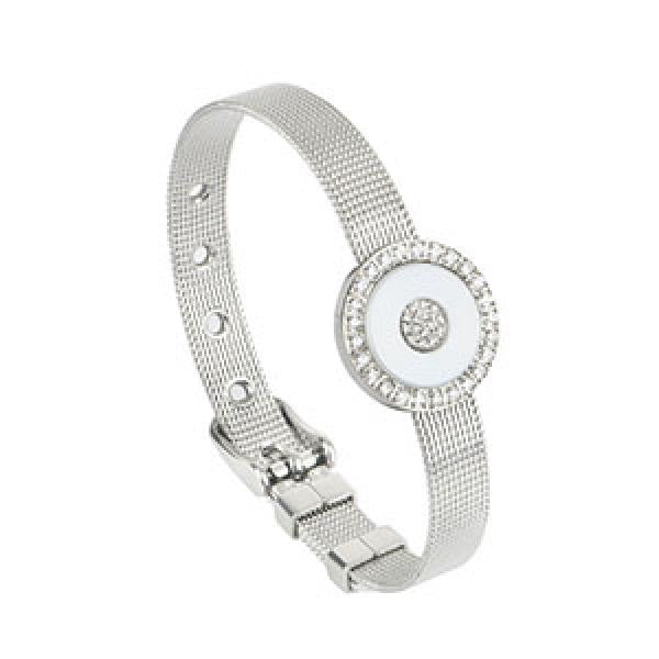 Silver Mesh Keeper Bracelets with Bling Crystal Stone, Adjustable