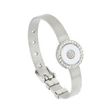 Silver Mesh Keeper Bracelets with Bling Crystal Stone, Adjustable