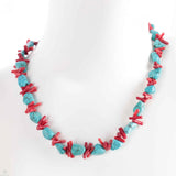 Red Coral Turquoise Gemstone DIY Chain 15in Bohemia Gift