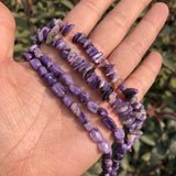Natural Charoite Chips Oval Shape Beads DIY Bracelet Earring Crystal Quartz