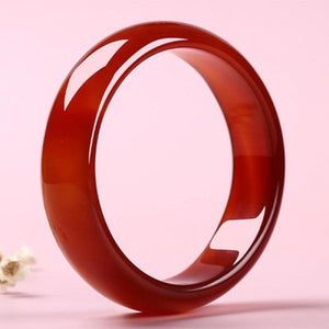 Zheru Natural Agate Chalcedony Red Bracelet 54mm-64mm