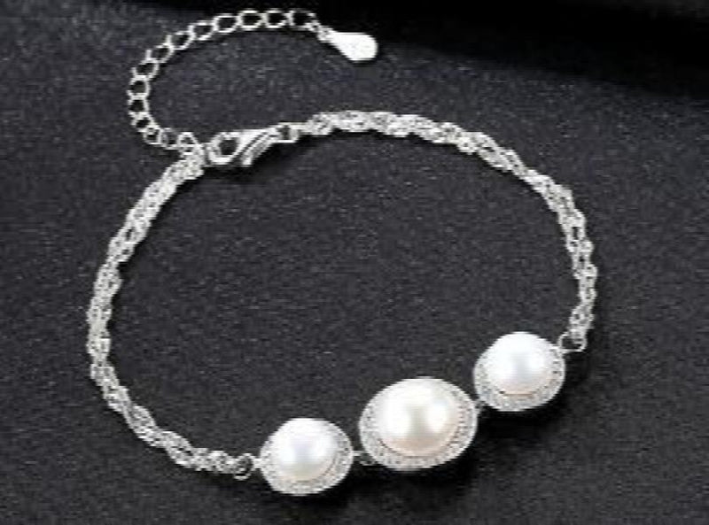 Elegant Freshwater Pearl Zircon Bracelet 18K Plated Gift