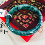 Natural Dark Green Jadeite Bracelet 52-62mm, Female Princess Jade Bracelet