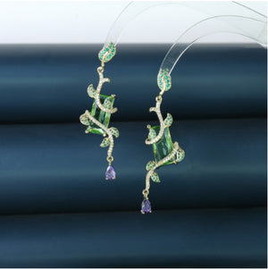Long Rattan Micro-Set Zircon Earrings S925 Silver
