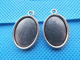 100pcs Oval Base Tray Pendant Charm Fit 13x18mm Cabochon Antique Bronze/Silver