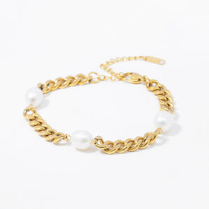 Natural Freshwater Pearl Stainless Steel Bracelet