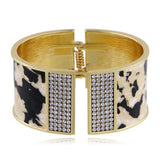 KAYMEN Stripe Print Rhinestones Cuff Bracelet