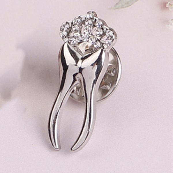 Crown Tooth Shape Brooch Alloy Crystal Brooches Dentist Gift Women Girls