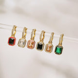 HECHENG Colorful Zircon Enamel Earrings 18K Plated Jewelry