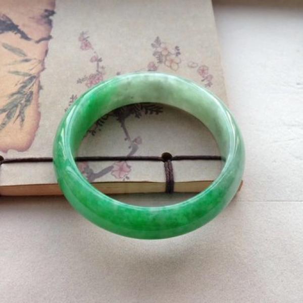 Natural Myanmar Jade A-Class Light Green Bracelet 54-62mm