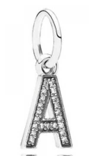 DIY Charm A-Z Dangle Alphabet Pendant With Crystal 925 Sterling Silver Bead