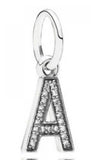DIY Charm A-Z Dangle Alphabet Pendant With Crystal 925 Sterling Silver Bead