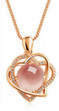925 Silver Necklace with Natural Crystals Angel Wings Heart Pendant