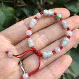 Jade Emerald Gourd Beads Bracelet Bangle Charm Jewelry Hand Knitted