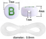 1200 Round Acrylic Letter Beads A-Z Heart Pattern & Crystal Thread for Jewelry