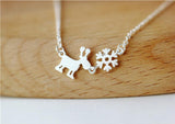 925 Silver Deer Snow Necklaces & Pendants Women Lady Gift