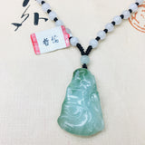 Emerald Jade Hand-Carved Bamboo Pendant Necklace Men Women